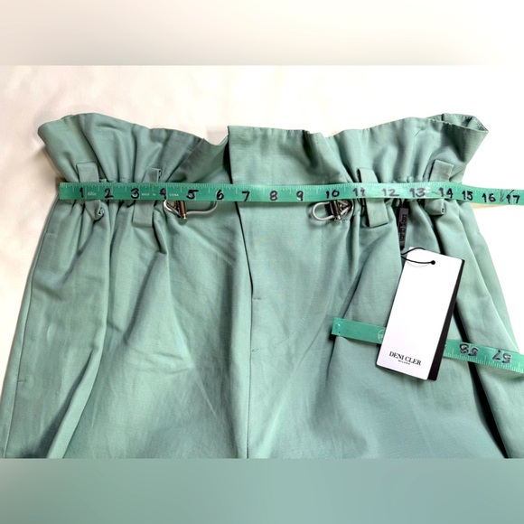 DENI CLER Mint Green paperbag waist cropped pants size 8 - Picture 10 of 12